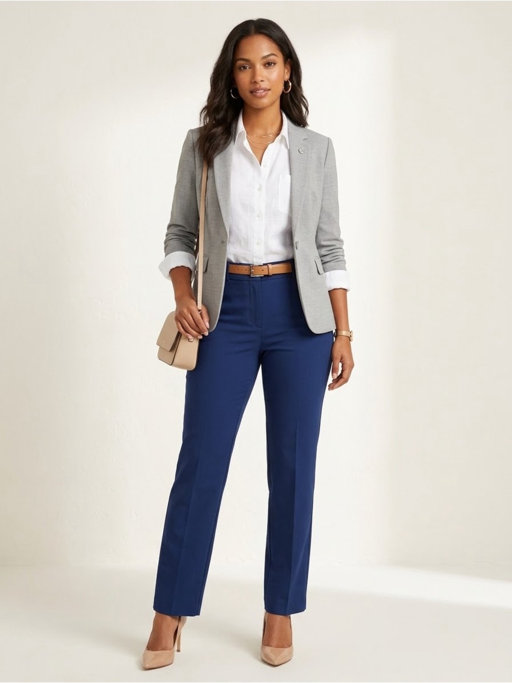 Liverpool Los Angeles Stretch Pants 14/32 Navy Blue Maille LM5099MT Office